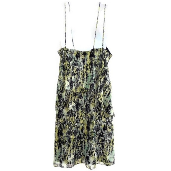 SiLK BCBGMaxAzria Green Dress Kaia Intricate Lattice Neckline Strappy Lined M - Picture 3 of 7